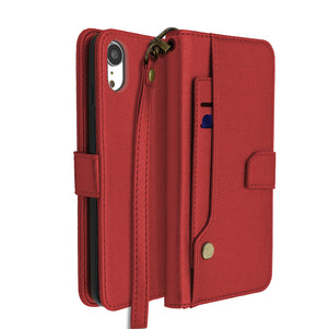 Red Portafoglio Pelle Case for iPhone XR