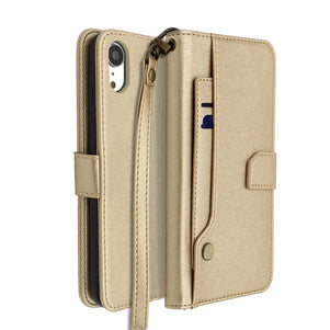 Gold Portafoglio Pelle Case for iPhone XR