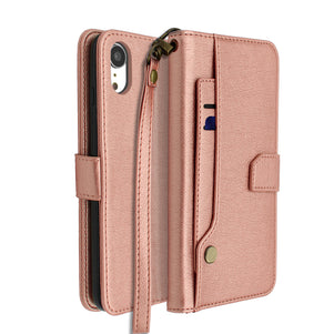 Rose Gold Portafoglio Pelle Case for iPhone XR