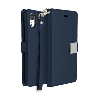 Navy Blue Portafoglio Lux Case for iPhone XR