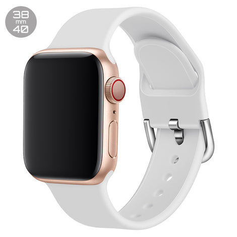 White Silicone iWatch Band with D Buckle 38/40mm