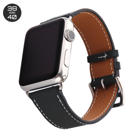 Black Single Tour Leather iWatch Band 38/40mm