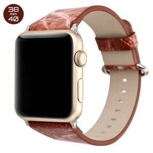 Brown Marble Print Leather iWatch Band 38/40mm