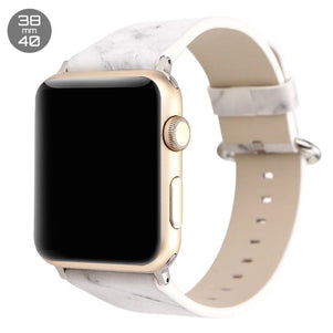 Grey Marble Print Leather iWatch Band 38/40mm