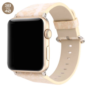 Khaki Marble Print Leather iWatch Band 38/40mm