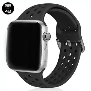 Black Breathable Silicone iWatch Band 38/40mm