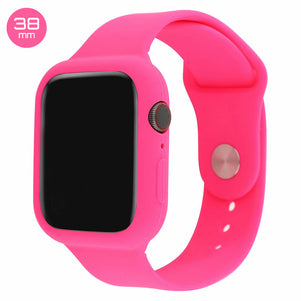 Pink Silicone iWatch Band with Case 38mm