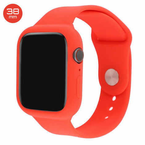 Red Silicone iWatch Band with Case 38mm