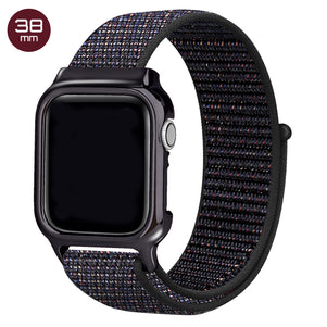 Rainbow Black Nylon iWatch Band with Case 38mm