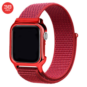 Red Nylon iWatch Band with Case 38mm