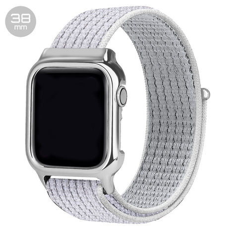 White Reflector Nylon iWatch Band with Case 38mm