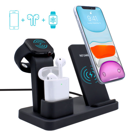 3-in-1 Wireless Charger for iPhone, Airpods, and iWatch (Stand)