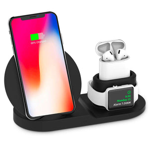 3-in-1 Wireless Charger for iPhone, Airpods, and iWatch (Flat)