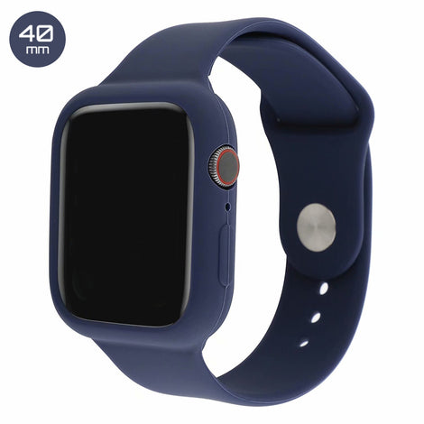 Dark Blue Silicone iWatch Band with Case 40mm