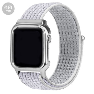 White Reflector Nylon iWatch Band with Case 40mm