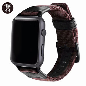 Brown Nylon & Leather iWatch Band 42/44mm