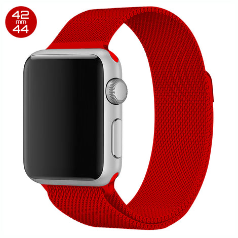 Red iWatch Milanese Stainless Steel Loop Band 42/44mm