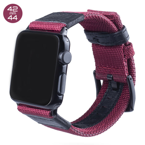 Red Nylon & Leather iWatch Band 42/44mm