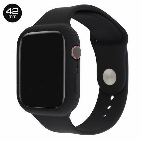 Black Silicone iWatch Band with Case 42mm