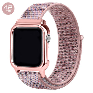 Pink Sand Nylon iWatch Band with Case 42mm