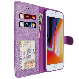 Purple Portafoglio Glitter Case for iPhone 7/8