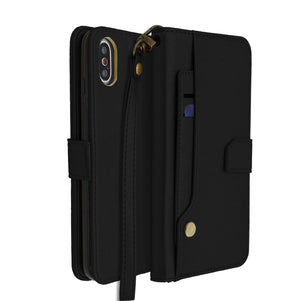 Black Portafoglio Pelle Case for iPhone X/XS