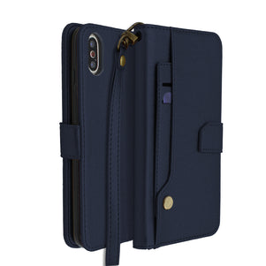 Blue Portafoglio Pelle Case for iPhone X/XS