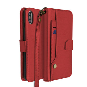 Red Portafoglio Pelle Case for iPhone X/XS