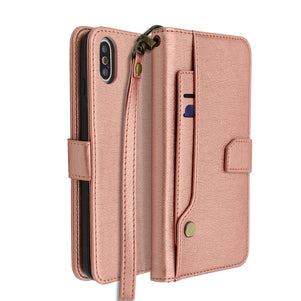 Rose Gold Portafoglio Pelle Case for iPhone X/XS