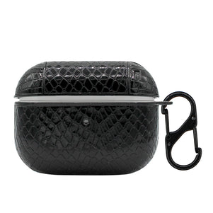 Black Snakeskin Leather AirPod Pro Case