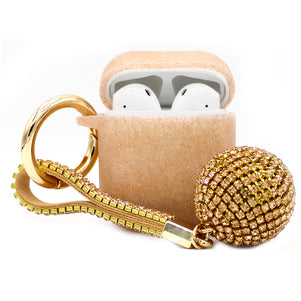 Brown Glitter Silicone with Diamond Keychain AirPod Case