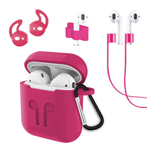 Dark Pink Earphone Bundle Silicone AirPod Case