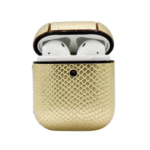 Gold Snakeskin Leather AirPod Case