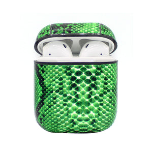 Green Snakeskin Leather AirPod Case