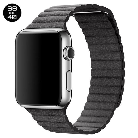 Black iWatch Leather Loop Band 38/40mm