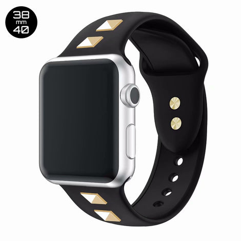 Black Double Rivet Silicone iWatch Band 38/40mm