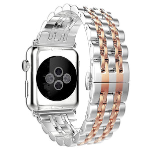 Silver/Rose 7 Bead Stainless Steel iWatch Band 38/40mm