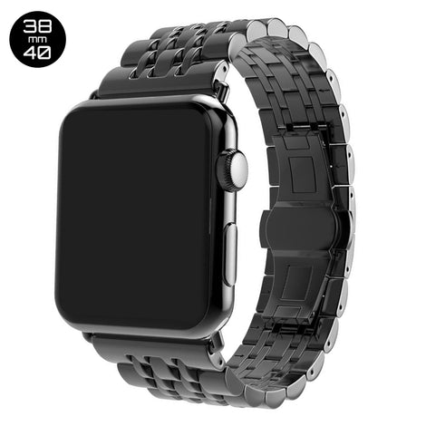 Black 7 Bead Stainless Steel iWatch Band 38/40mm