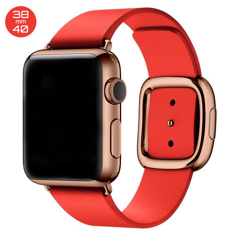 Red Modern Buckle Leather iWatch Band 38/40mm