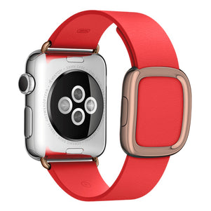 Red Modern Buckle Leather iWatch Band 38/40mm