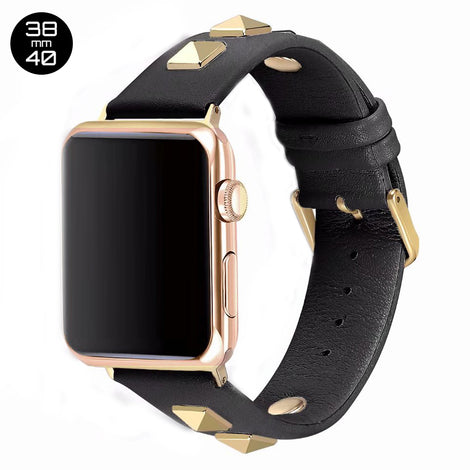 Black Rivet Leather iWatch Band 38/40mm