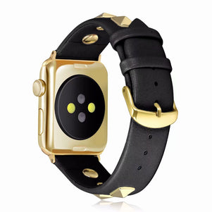 Black Rivet Leather iWatch Band 38/40mm