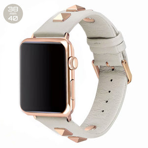 White Rivet Leather iWatch Band 38/40mm