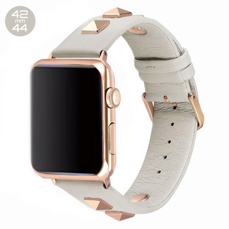 White Rivet Leather iWatch Band 42/44mm