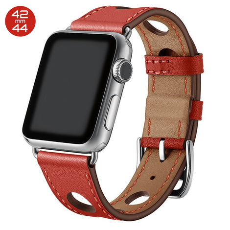 Red 6 Hole Leather iWatch Band 42/44mm