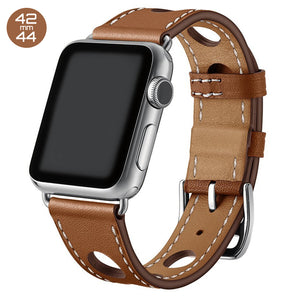 Brown 6 Hole Leather iWatch Band 42/44mm