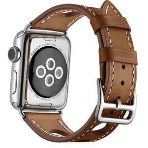 Brown 6 Hole Leather iWatch Band 42/44mm