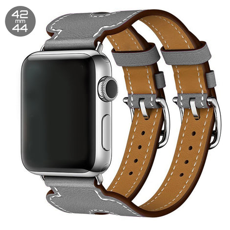 Grey Double Cuff Leather iWatch Band 42/44mm