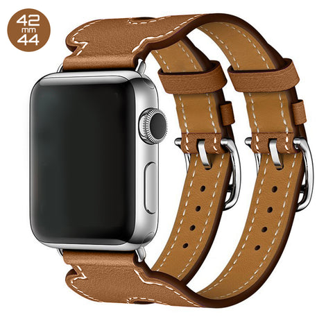 Brown Double Cuff Leather iWatch Band 42/44mm