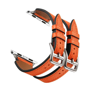 Orange Double Cuff Leather iWatch Band 42/44mm